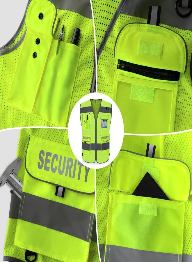 TCCFCCT Mesh Security Vest for Men Women 9 Pockets High Visibility Reflective Safety Vest, Durable Hi Vis Construction Vest with Reinforced Sewing, Meets ANSI/ISEA, (G100S-Yellow, XL) - Image 4
